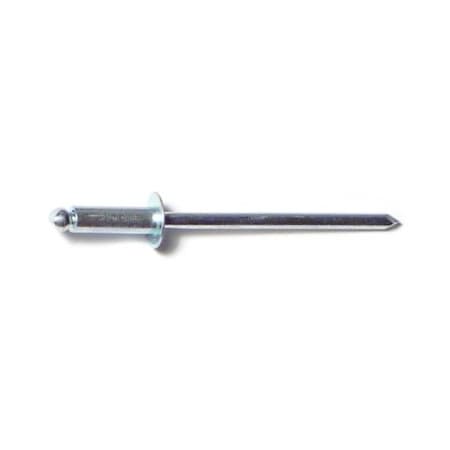 Midwest Fastener Blind Rivet, Dome Head, 1/8 in Dia., 1/4 in L, Steel Body, 100 PK 51084
